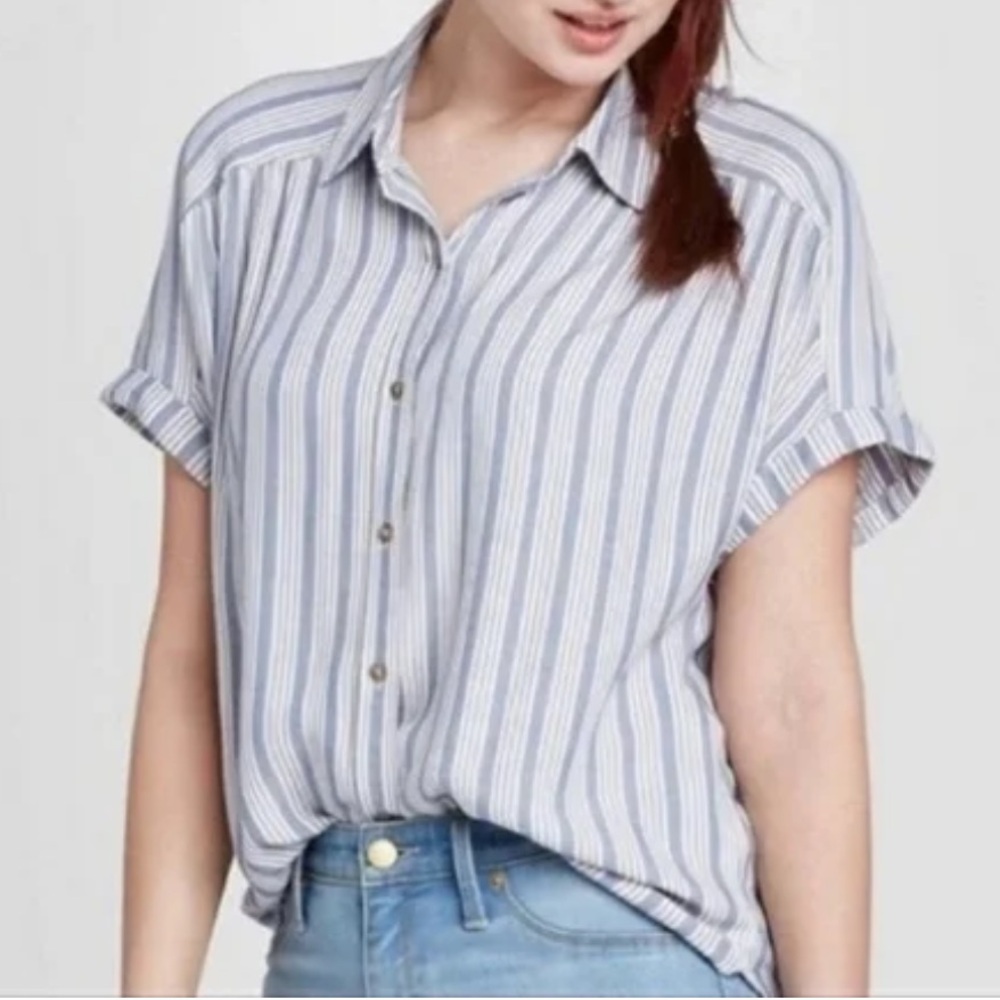 Striped Blue and White Women's Top